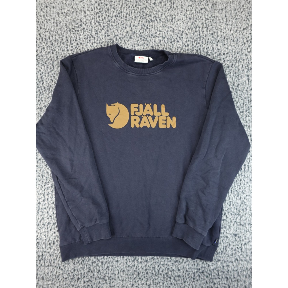 Fjallraven Logo Sweater Mens‎ XXL Navy Blue Graphic Pullover Crewneck F84141